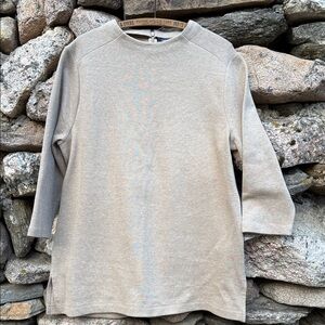 Lands’ End Oatmeal Knit Top XL Back Zip Classic Medium Weight Like New